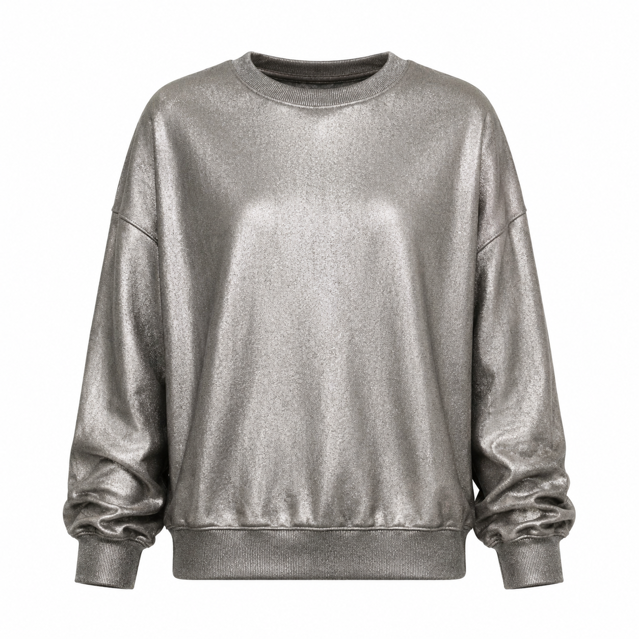 Metallic Finish Long-Sleeve Pullover