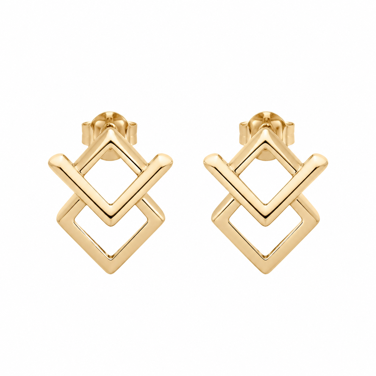 Geometric Metal Stud Earrings