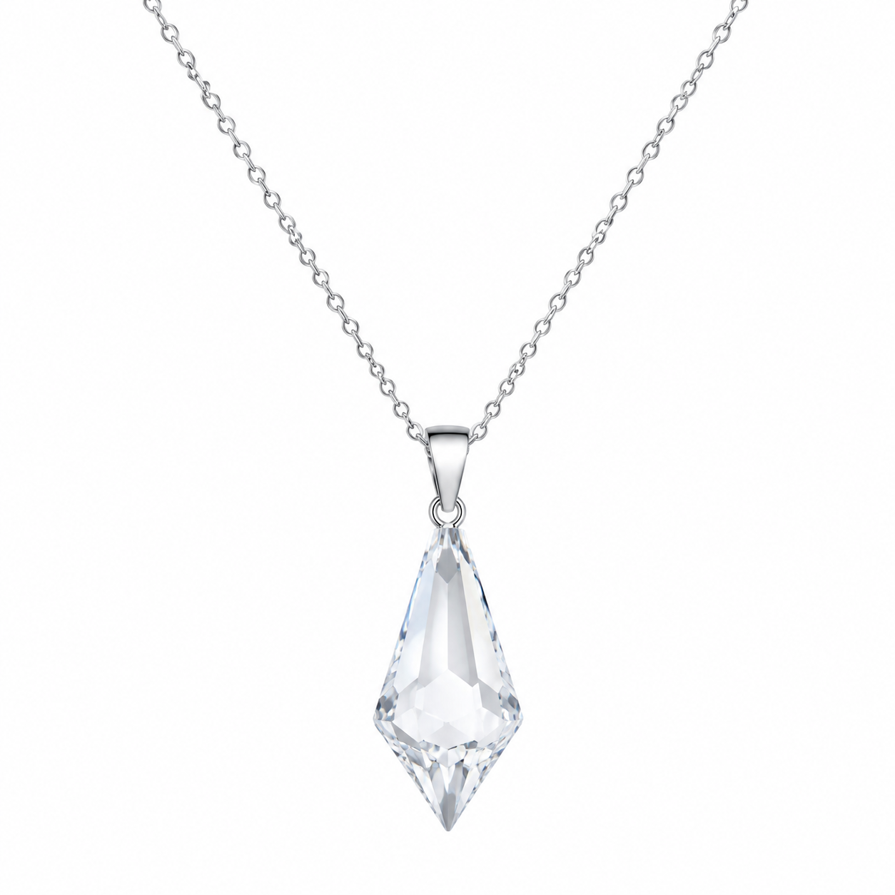 Geometric Cut Crystal Pendant Necklace