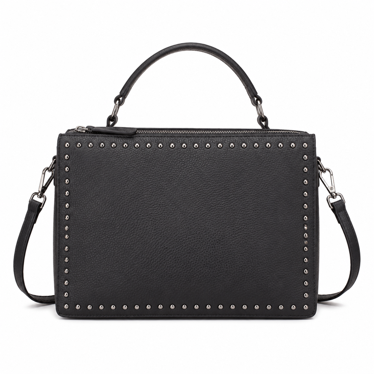 Reimagining a Structured Top-Handle Bag with Metal Studs