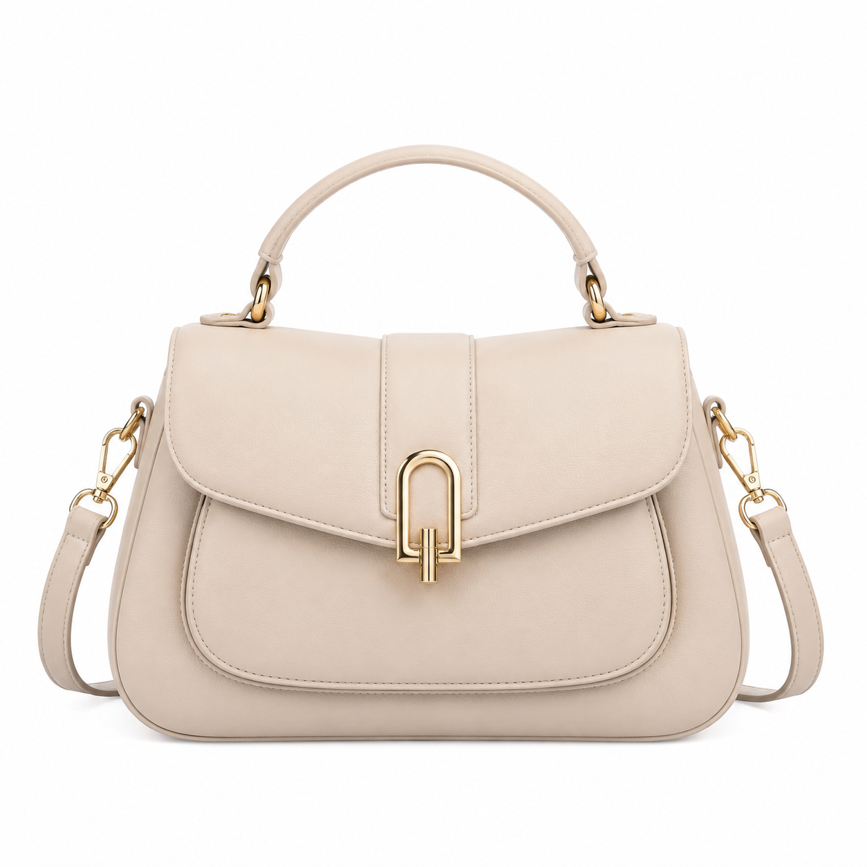 Sculpted Compact Top-Handle Clasp Bag