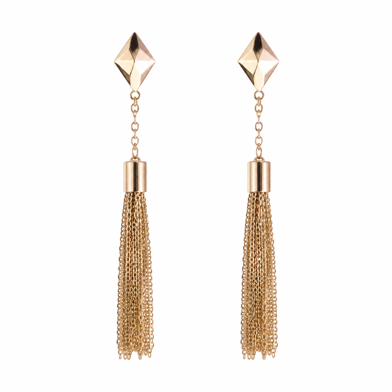 Geometric Patchwork Tassel Earrings