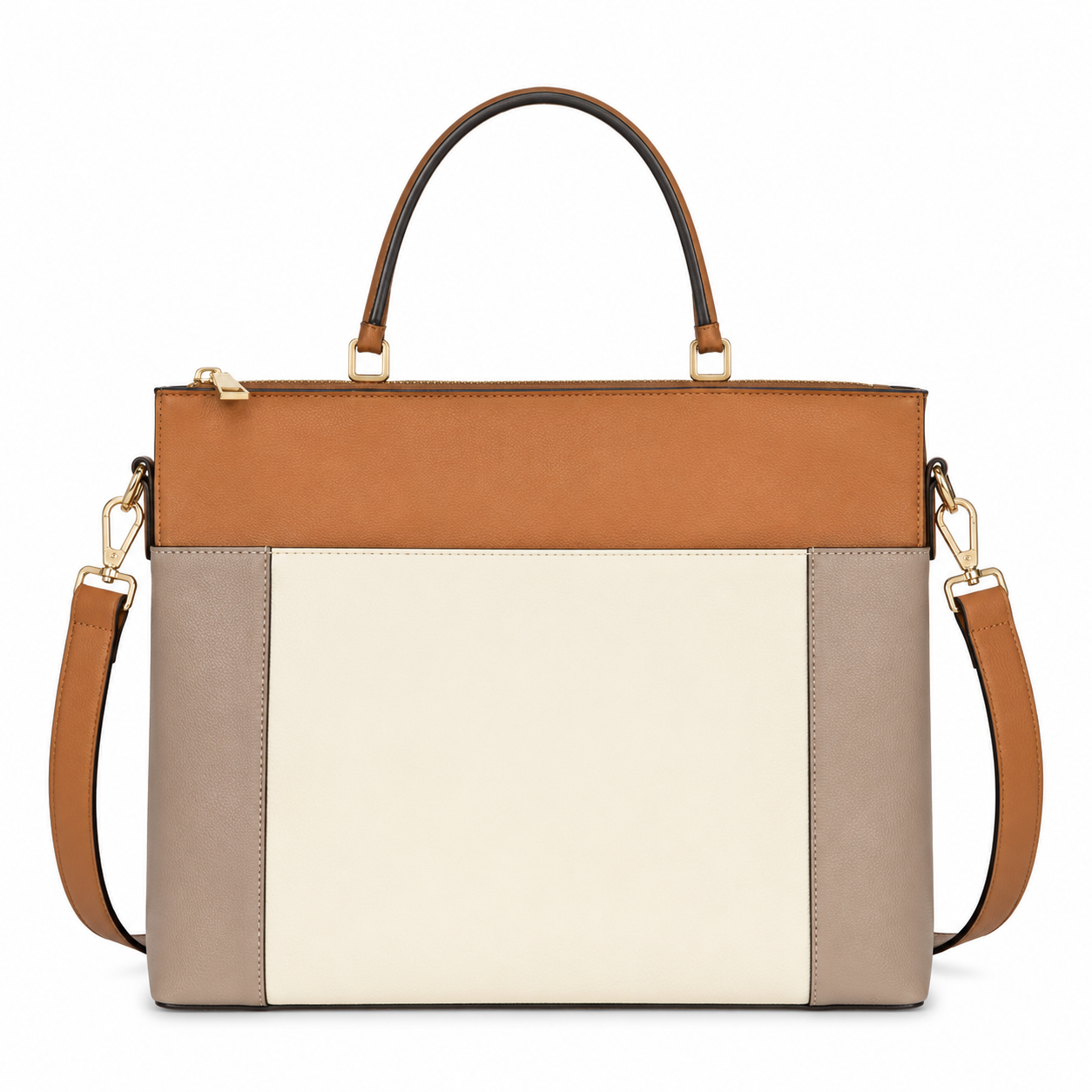 Structured Tote with Color-Block Panels