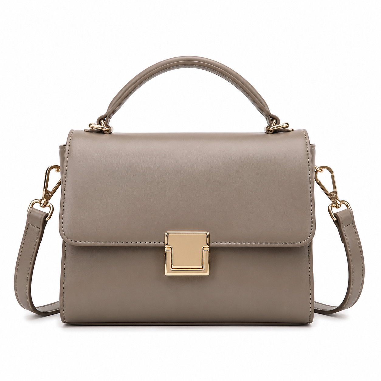 Minimal Pocket-Clasp Top-Handle Bag