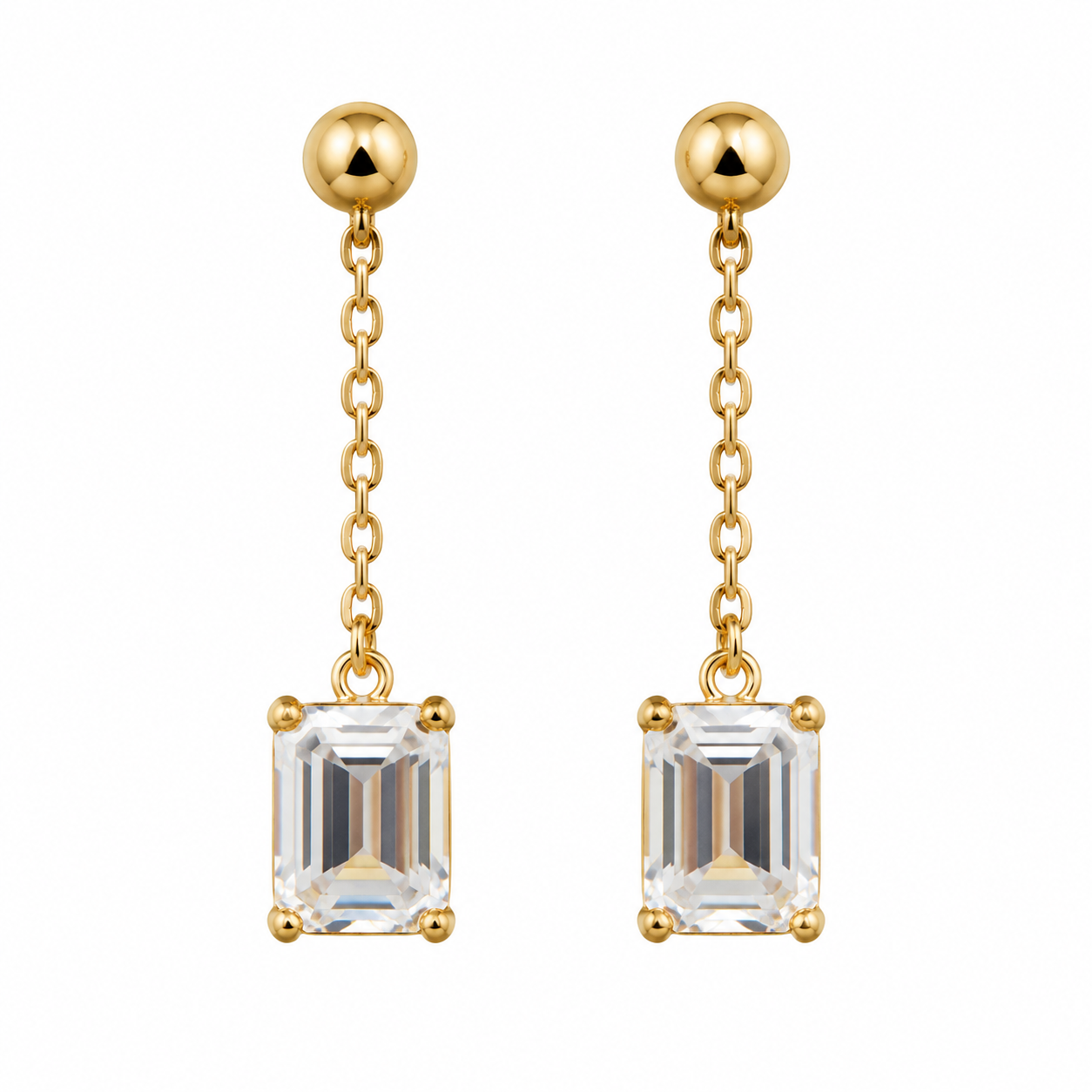 Geometric Cut Gemstone Drop Earrings