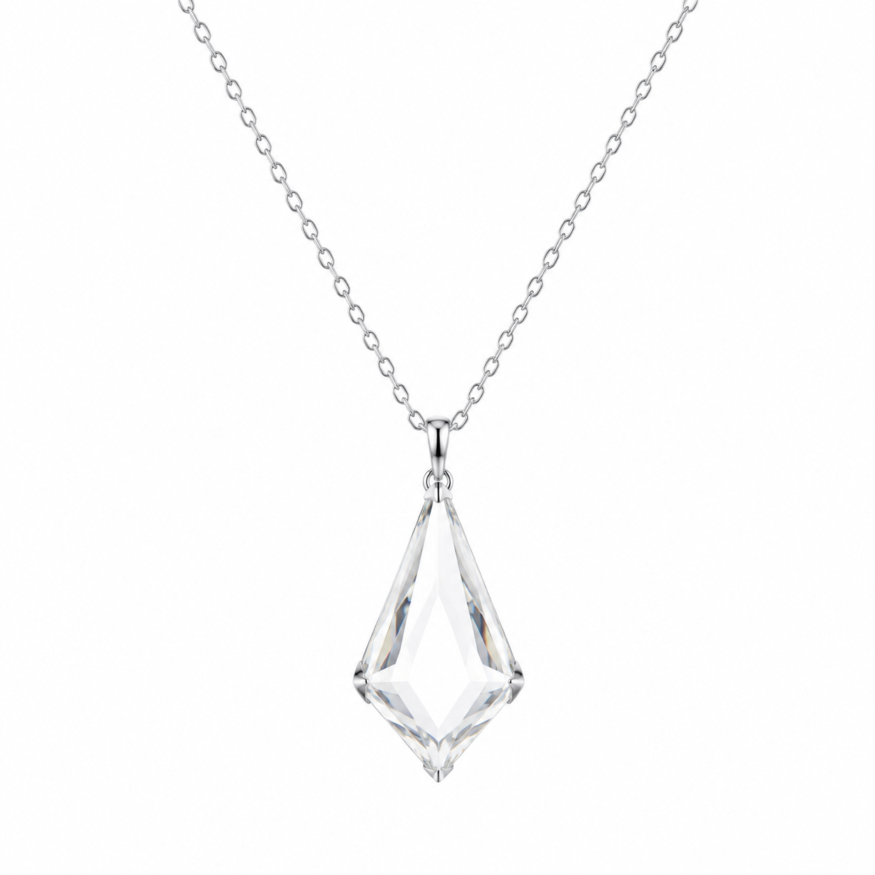 Geometric Cut Crystal Pendant Necklace