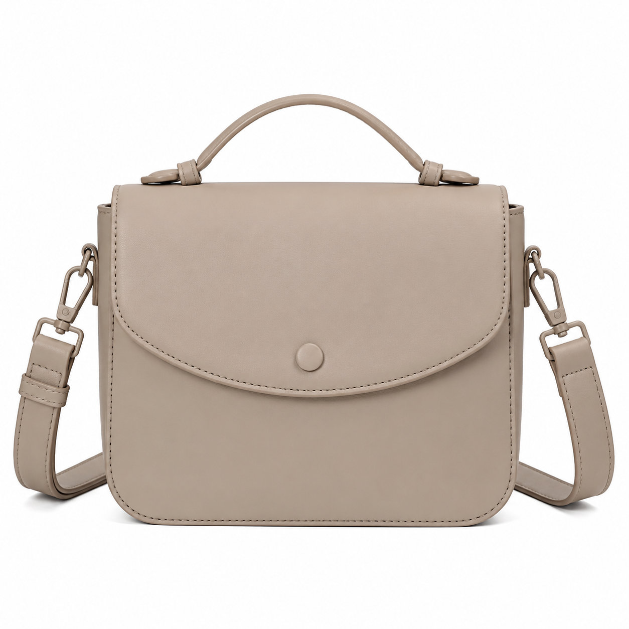 Slim Rectangular Crossbody Bag with Curved Flap