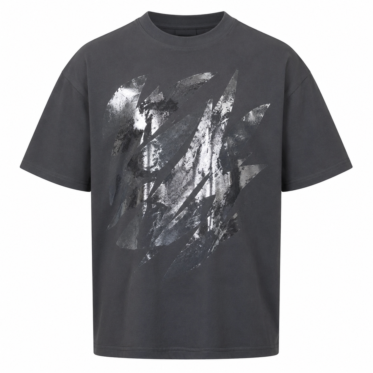 Metallic Print Short-Sleeve Pullover