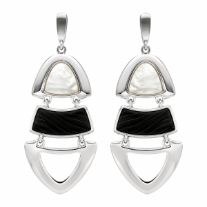 Geometric Inlay Metal Drop Earrings