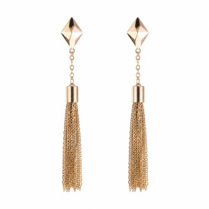 Geometric Patchwork Tassel Earrings