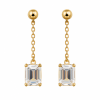 Geometric Cut Gemstone Drop Earrings