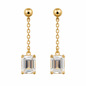 Geometric Cut Gemstone Drop Earrings